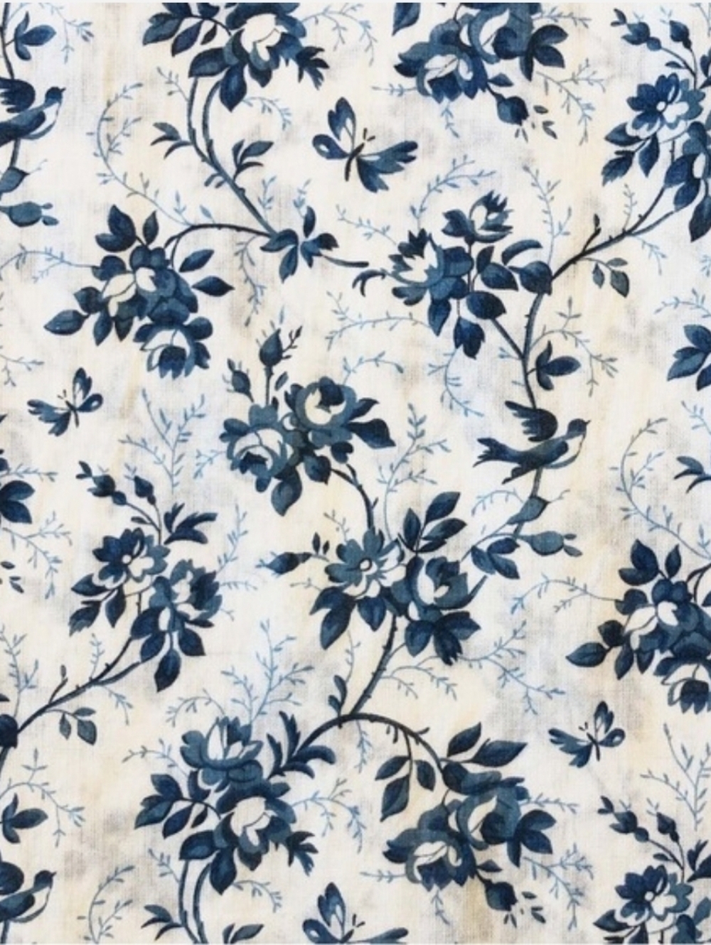 Doen Blue Floral Stanza Puff Sleeve Cotton Midi Dress - Picture 6 of 14